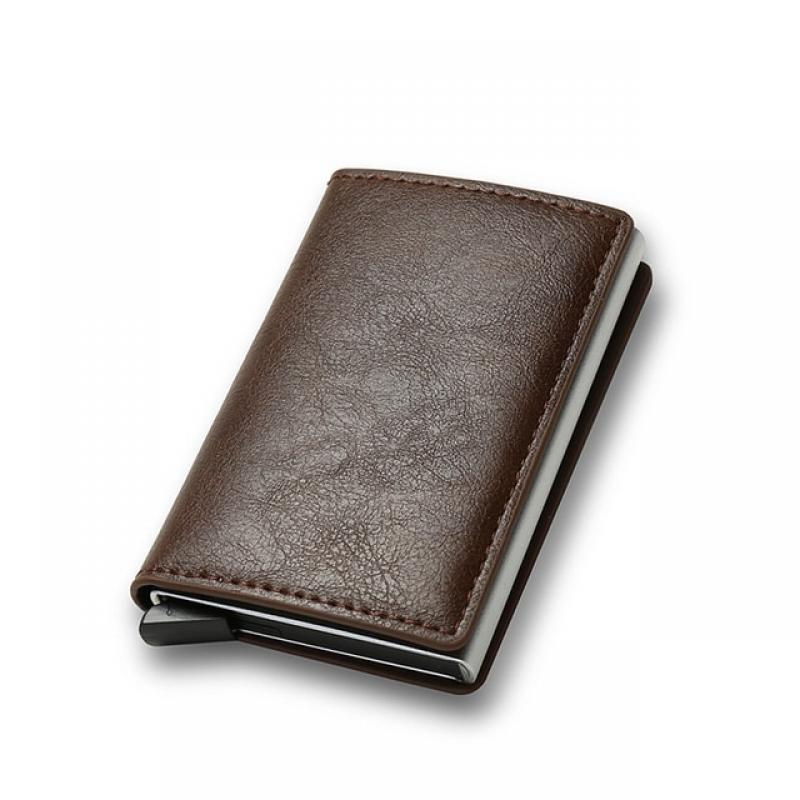 Top Quality Wallets Men Money Bag Mini Purse Male Vintage Brown Leather Rfid Card Holder Wallet Small Smart Wallet Pocket