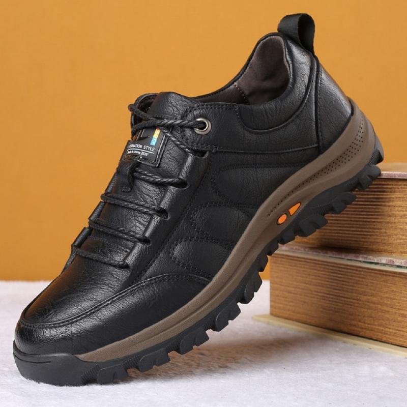 Men Sneakers Lace Up Non-slip Leather Mens Men's Hiking Footwear Outdoor Climbing Casual Thickening Round Toe Sneaker 2023 Shoes