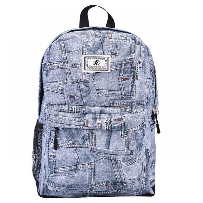 atinfor Waterproof Women Printing Large Capacity Denim Backpack Female Travel Knapsack Cute School Bag for Teenagers