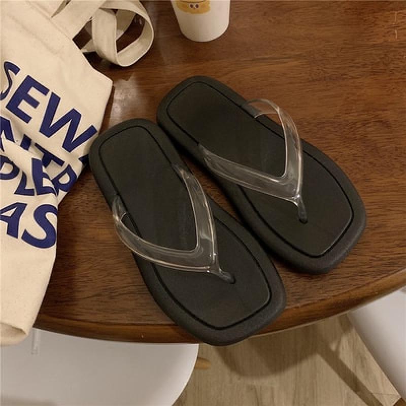 Flip flop women's summer Korean fashion leisure clip foot home indoor anti slip flat bottom bathroom bath square sandals