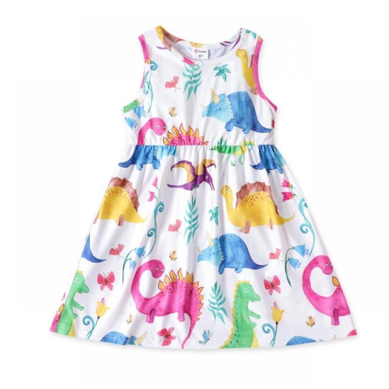 PatPat Toddler Girl Animal Dinosaur Print Sleeveless Dress
