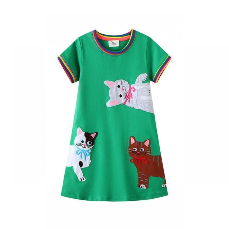 Jumping Meters Summer Princess Girls Dresses Dinosaurs Print Hot Selling Baby Clothing Sleeveless Kids Costume Dresses Children