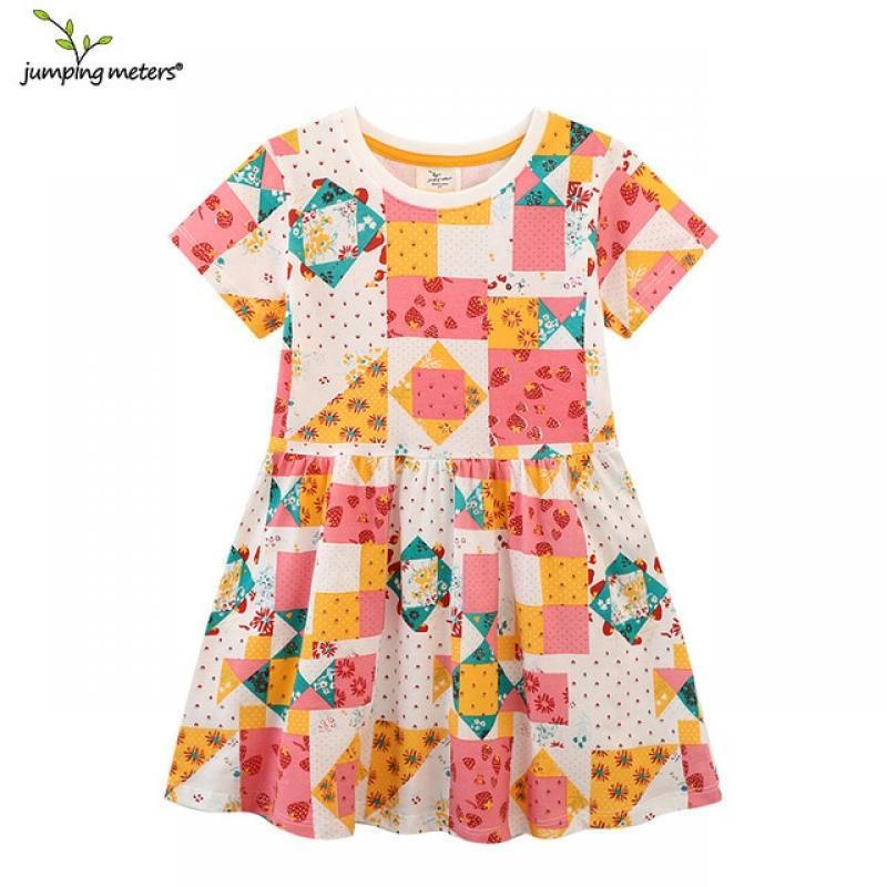 Jumping Meters New Arrival Children's Party Girls Dresses Short Sleeve Princess Birthday Animals Applique Baby Frocks Costume