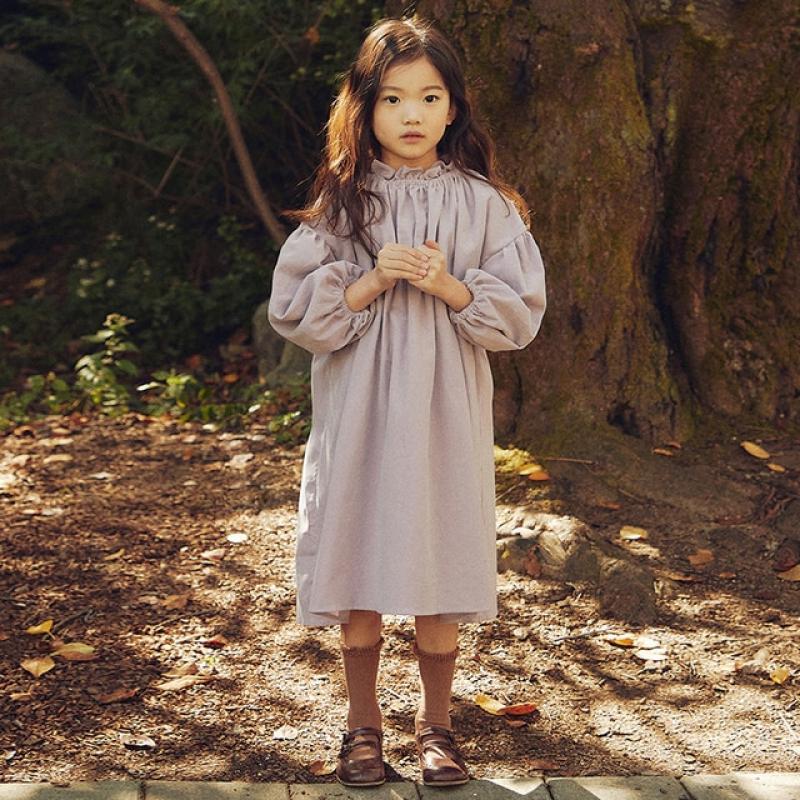 Girls Retro Long-Sleeve Cotton And Linen Dress Spring Autumn New Children's Lantern Sleeve Casual Loose Princess Dresses TZ85