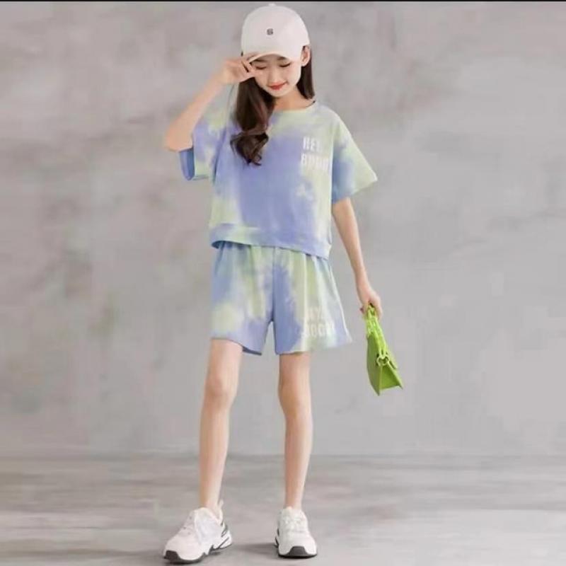 Girls Summer Suit 2023 Kids Short Sleeve Top +skirts 2pc Skirt Set Child Sports Clothing Casual Girl Outfits 5 to 14