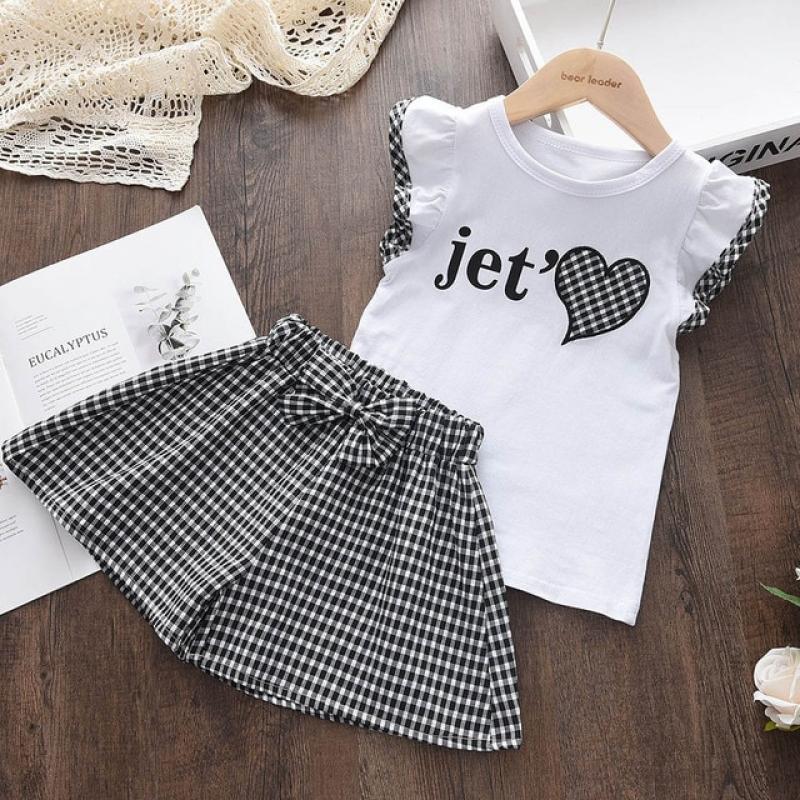 Kids Girls Clothing Sets Summer New Style Brand  Baby Girls Clothes Short Sleeve T-Shirt+Pant Dress 2Pcs Children Clothes Suits