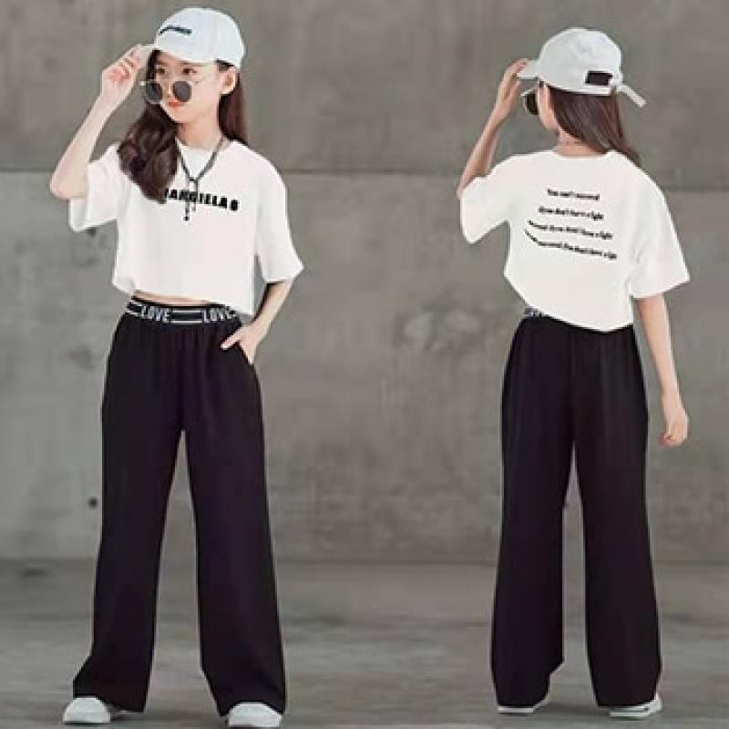 Summer Teen Girls Clothing Sets Children Fashion Letter Tops + Pants 2Pcs Outfits Kids Tracksuit 5 6 7 8 9 10 11 12 13 14 Years