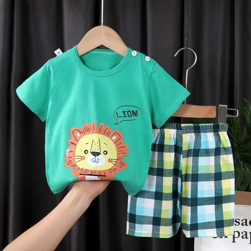 2022 Summer Children's short sleeve Set Cotton Baby Dinosaur 2-piece Clothes Boy's Clothing Set Baby Toddler Clothing For Boy
