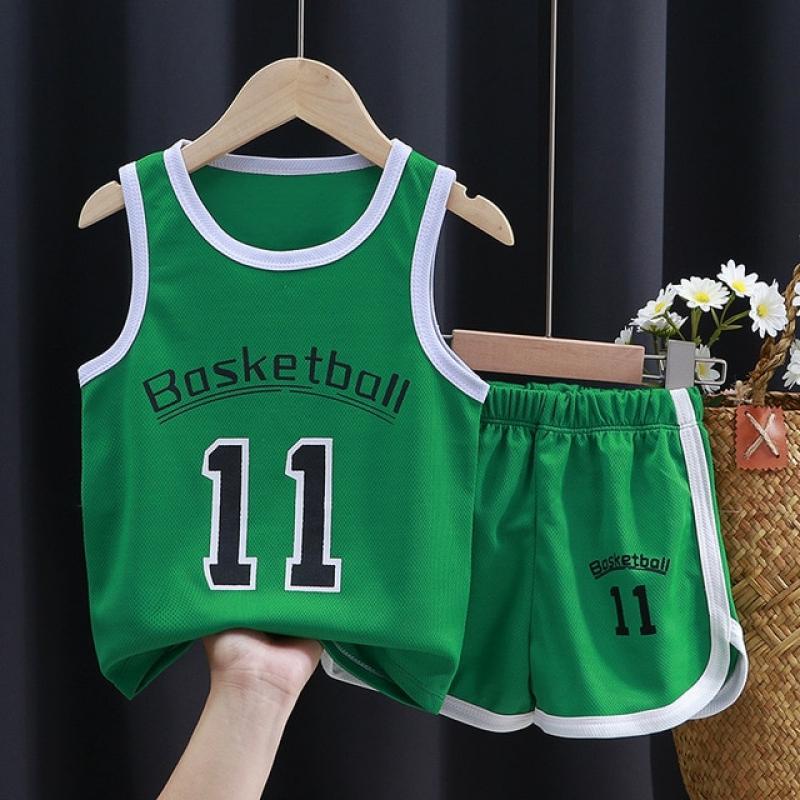 Boys Sports Basketball Clothes Suit Summer Children's Fashion Leisure Vest Shorts 2pcs Toddler Boy Short Sleeve Suit For 2-10Y