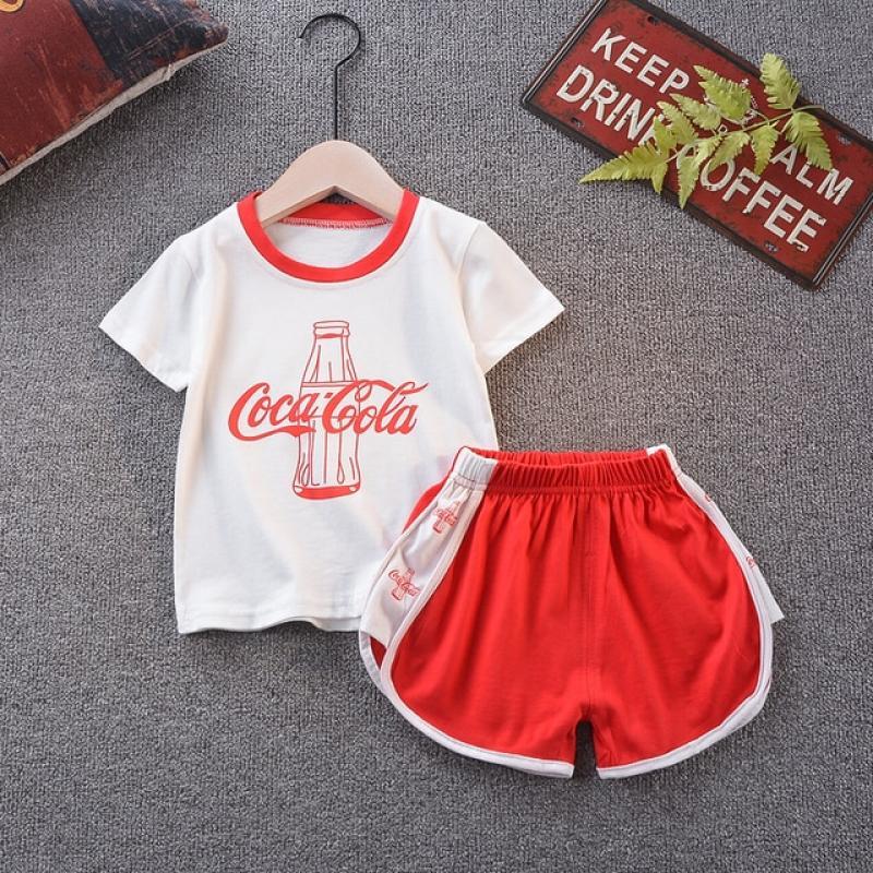 Toddler Boys Girls Clothes Sets Fashion Summer Children Kids Cotton Cola Printed T-Shirt Short 2Pcs/Sets Infants Tracksuits