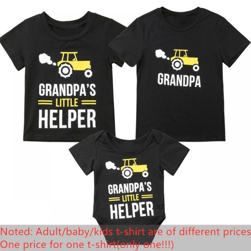 Family Matching Clothes Papa and Papa's Little Helper Father and Son Summer Tops Dad Boys Girls Short Sleeve Matching Clothing
