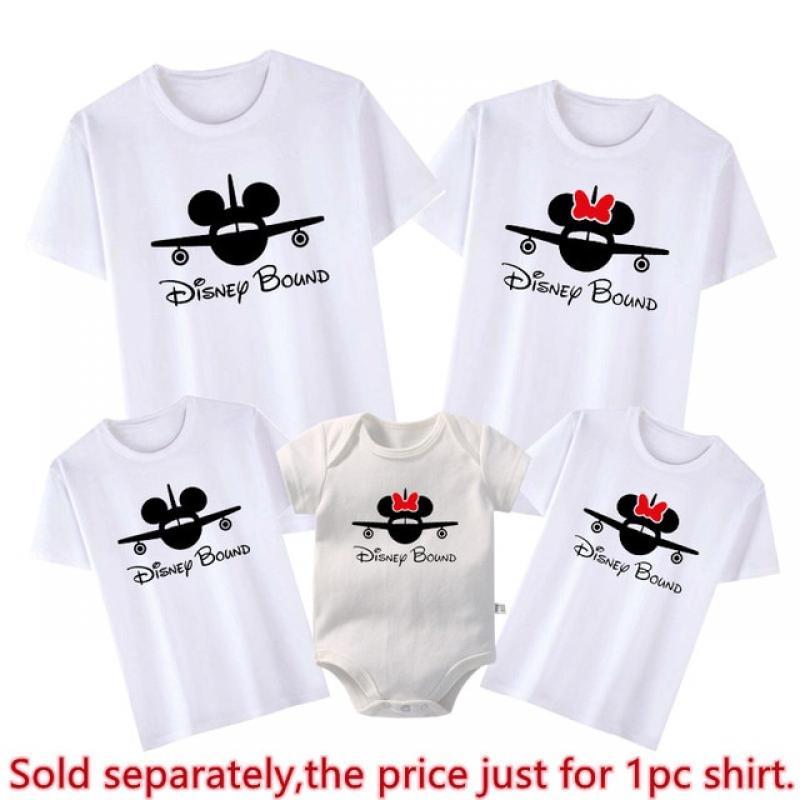 New Disney Bound Family Matching Shirts Cotton Dad Mom Kids Tees Baby Rompers Funny Mickey Minnie Airplane Disney Trip Outfits