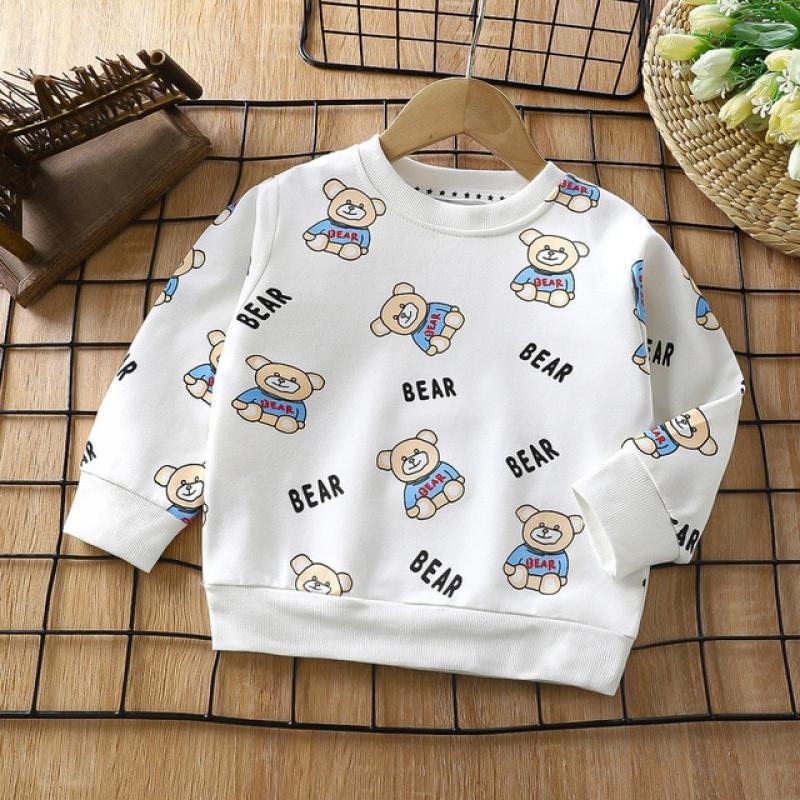 Children's Wear Hoodie Fall Pure Cotton Boys Girls Long Sleeved T Shirt Single Top Kids Baby Pullover Clothing Sweaters