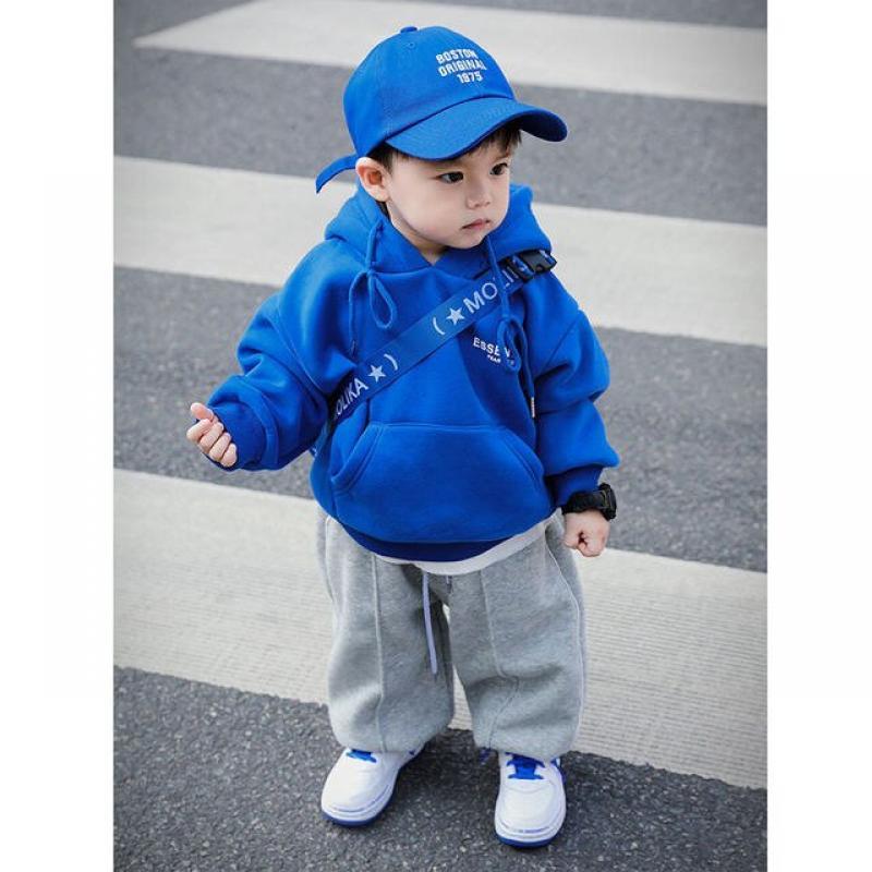 2-11Y Blue Hoodies for Teens BABY Boys Hoodies Outfits Clothes Wool Fleece Girls Sport Sweatshirts Hoodie Winter Thick Warm Coat