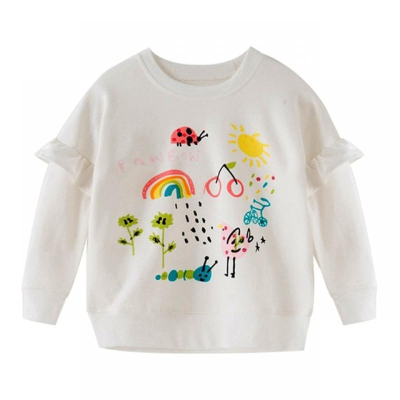 Little maven 2022 Baby Girls Autumn Sweatshirt Cotton Flower Pretty Casual Clothes Lovely Children Tops for Kids 2-7 year