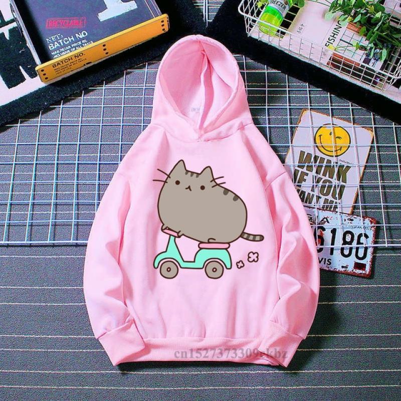 Kawaii Kids Clothes Coffee Cat Love Donut Animal Print Pink Hoodie Girls Harajuku Funny Yellow Sweatshirt Children Clothing Coat