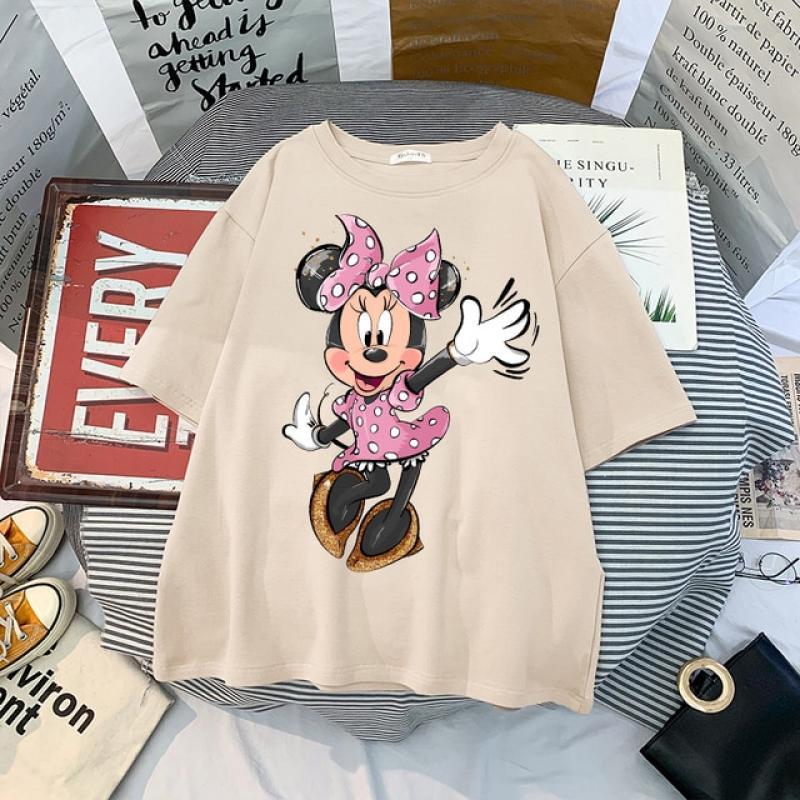 Disney 90s Women fashion Cartoon Mickey Minnie Vintage Summer kawaii top female Ulzzang oversized T-shirt with short sleeves y2k
