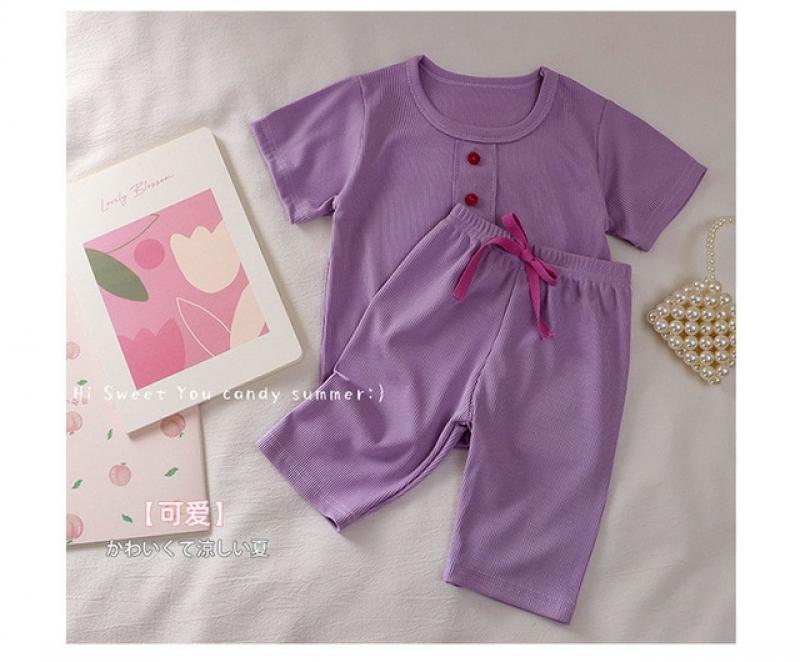 Casual Suits O-neck Pullover Short Sleeve Solid Color T-shirt+shorts Children's New Style Cute Soft Summer Baby Sets