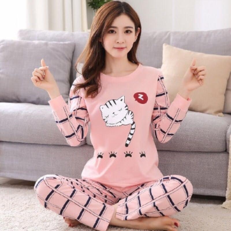 11-16yrs Homewear Long Sleeve Cartoon Printed Tracksuit Children Pajamas Set Thin Big Girls Sleepwear Youth Students Nightwear