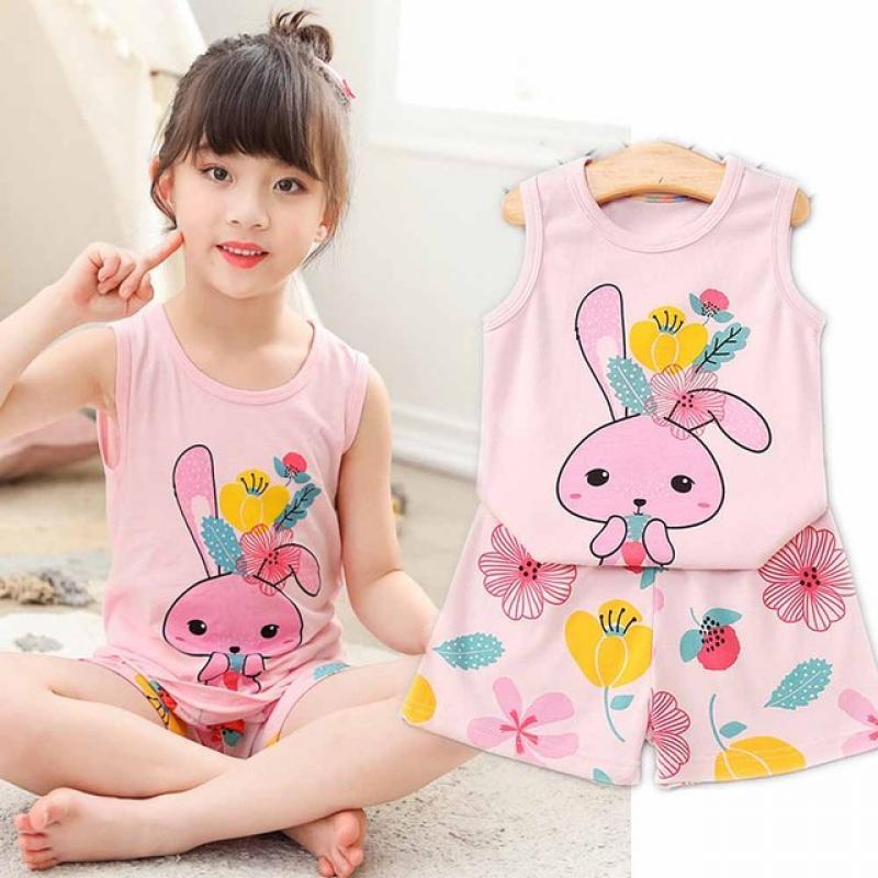 Summer Seven Sleeved Girls Pajamas Children Summer Clothing Sets Kids Pyjamas Sets Animail Pijamas Teenager Pjs Pijama Infantil