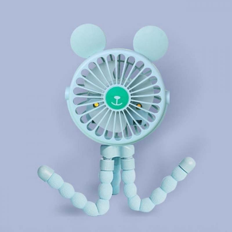 Baby Stroller Portable Fan Outdoor Fan Clip 600mAh USB Rechargeable Handheld Electric Fan 3 Speeds Baby Deformable Stroller Fan