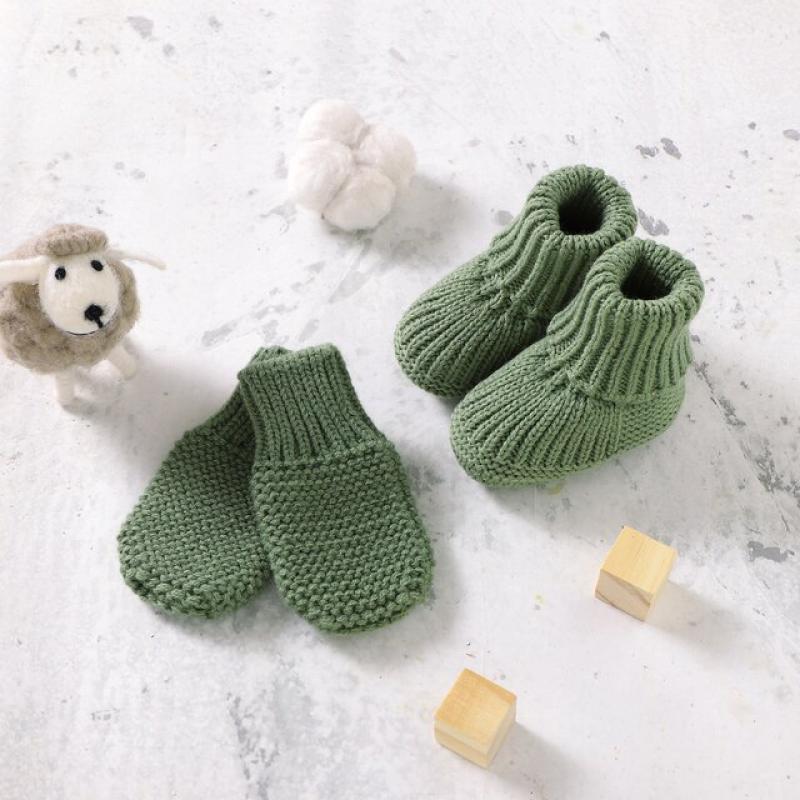 Newborn Baby Clothes Set Knitted Infant Girl Boy Romper +Hat +Gloves +Shoes Fall 4PC Long Sleeve Jumpsuit Outfits +Mitten +Boots