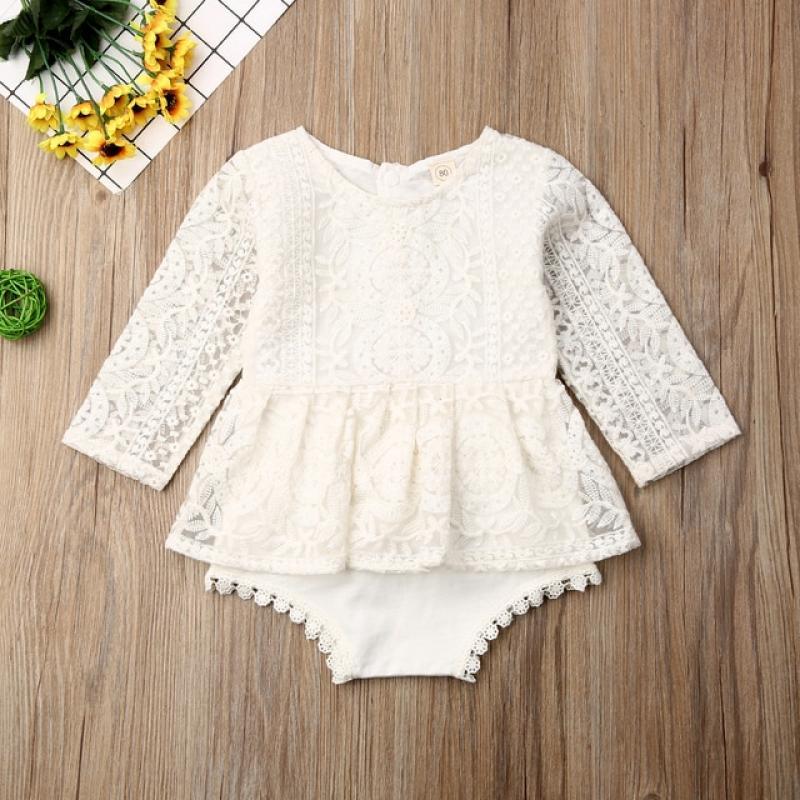 VISgogo Newborn Toddler Baby Girl Romper Sister Outfit Flower Lace Romper Jumpsuits Tutu Dress Summer Fall Clothes 0-24M
