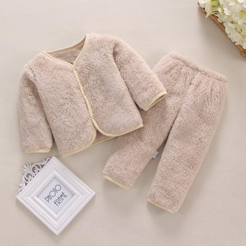 Children's Clothing Sets Sleepwear For Newborns Autumn Winter Baby Boys Girls Warm Thick Fleece 2 Piece Homewear Kids 3-24 Month