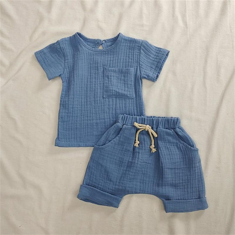 Organic Cotton Baby Clothes Set Summer Casual Tops Shorts For Boys Girls Set Unisex Toddlers 2 Pieces Kids Baby Outifs Clothing