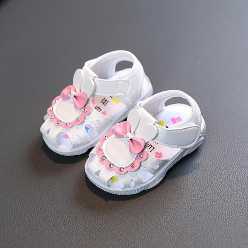 Cute Girls Sandals Little Rabbit Cute Baby Toddler Shoes 2023 Summer New Breathable Solid Color Called Called Shoes Toes Wrapped