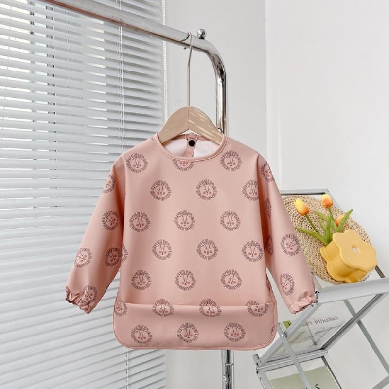 Waterproof Baby Feeding Bib Infant Burp Cloth Baby Stuff Kids Bib Long Sleeve Art Smock Dinning Apron with Pocket for Newborn