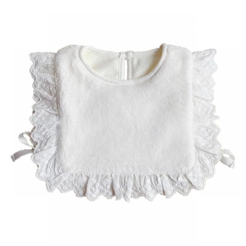 Korean Style Toddler Kids Lace Floral Bibs Cute Hollow Out False Collar Children Clothes Accessiory Pure Color Baby Girls Cotton