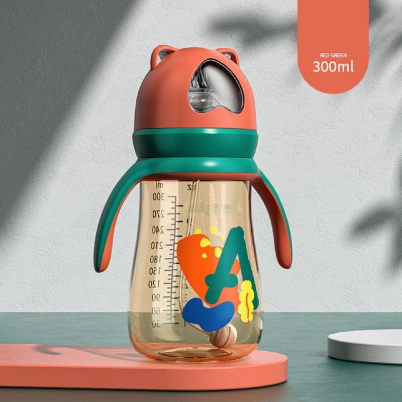 240/300ml Baby Girl Boy Feeding Cup Cartoon Baby Feeding Children Learn Feeding Drinking Bottle Water Bottle