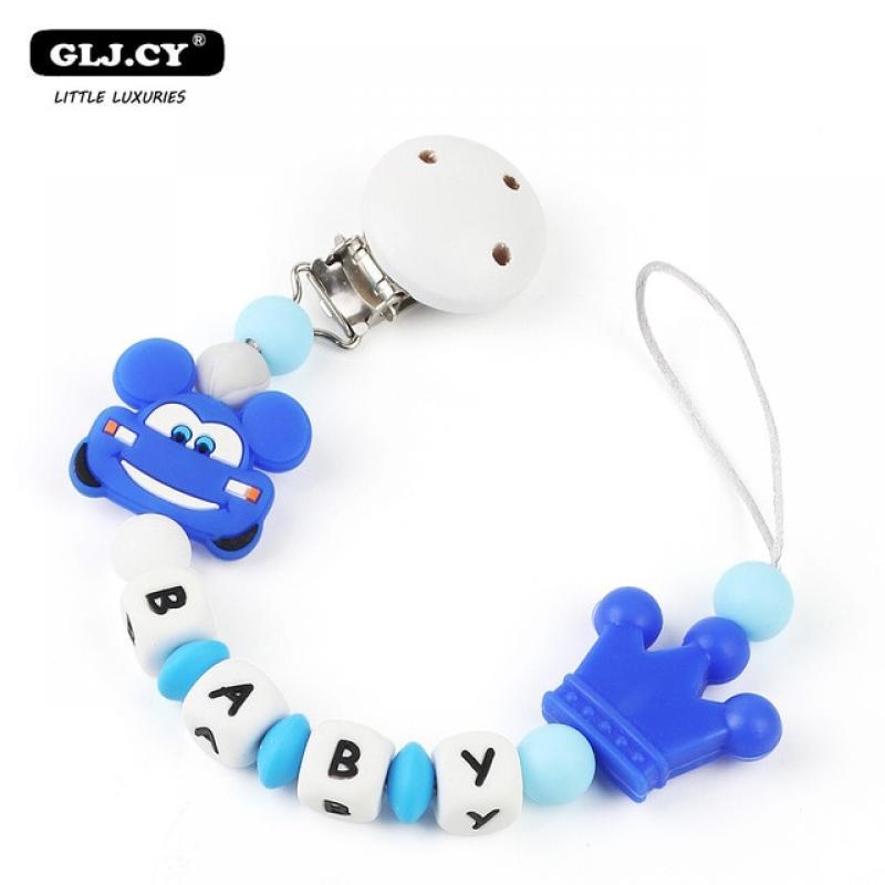 NEW Personalized Name Baby Pacifier Clips  Crown Chain Holder for  Teething Soother Chew Toy Dummy Clips Shower accessories Gift