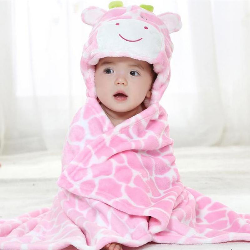 Giraffe Bear Shaped Baby Hooded Bathrobe Soft Infant Newborn Bath Towel Blanket