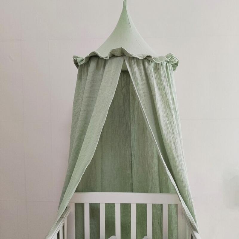 100% Premium Muslin Cotton Hanging Canopy with Frills Bed Baldachin for Kids Room