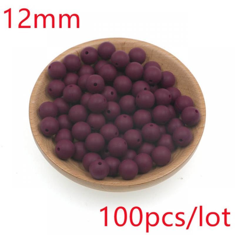 Kovict 12mm 100Pcs Loose Silicone Beads Round BPA Free For Jewelry Making Bracelet Necklace DIY Pacifier Chain Accessory