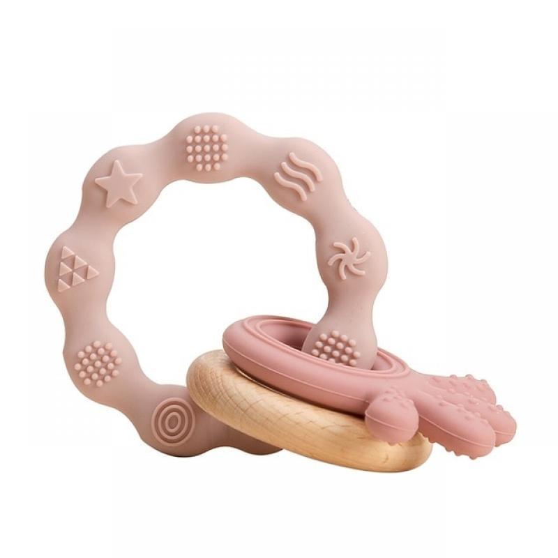 1Pcs Baby Silicone Teether Ring BPA Free Rattles Bracelet Food Grade Newborn Baby Accessories Cartoon Silicone Teething Toys