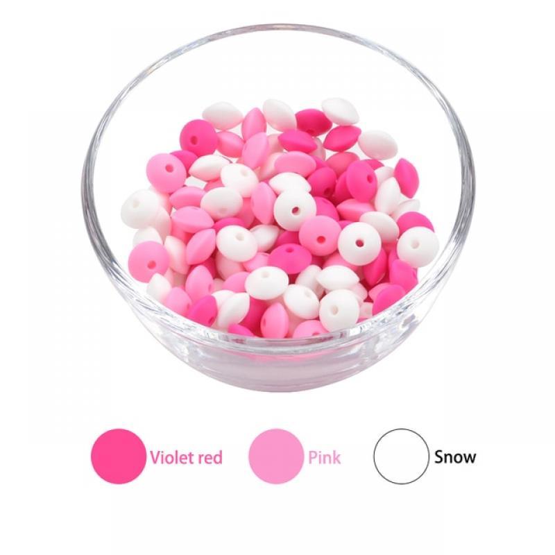 LOFCA 50pcs 12mm Silicone Lentil Beads Baby Teething Beads BPA-Free Food Grade Making Baby Oral Care Pacifier Chain  Accessorise