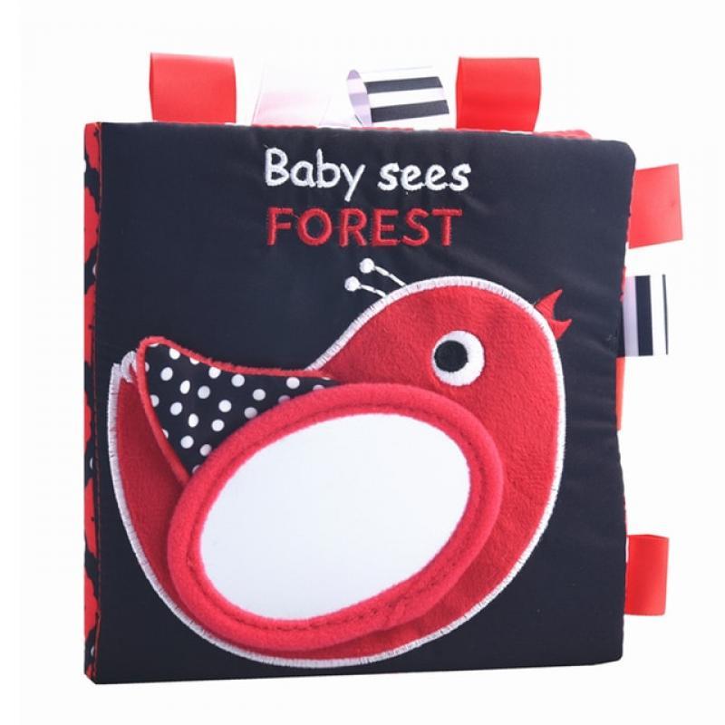 Montessori Sensory Cloth Book High Contrast Visual Excitement Newborn Toys Black and White Animal Early Learning Baby Books