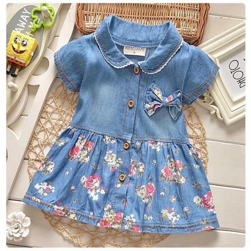 IENENS Kids Baby Girls Cute Dress Clothes Infant Toddler Girl Cotton Children's Wears Denim Clothing Skirt Dresses 1 2 3 Years