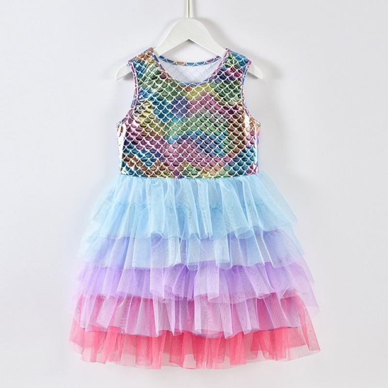 Girls Perform Mermaid Dress Children Princess Tutu Dress Toddlers Summer Prom Dresses Kids Birthday Party School Casual Clothes