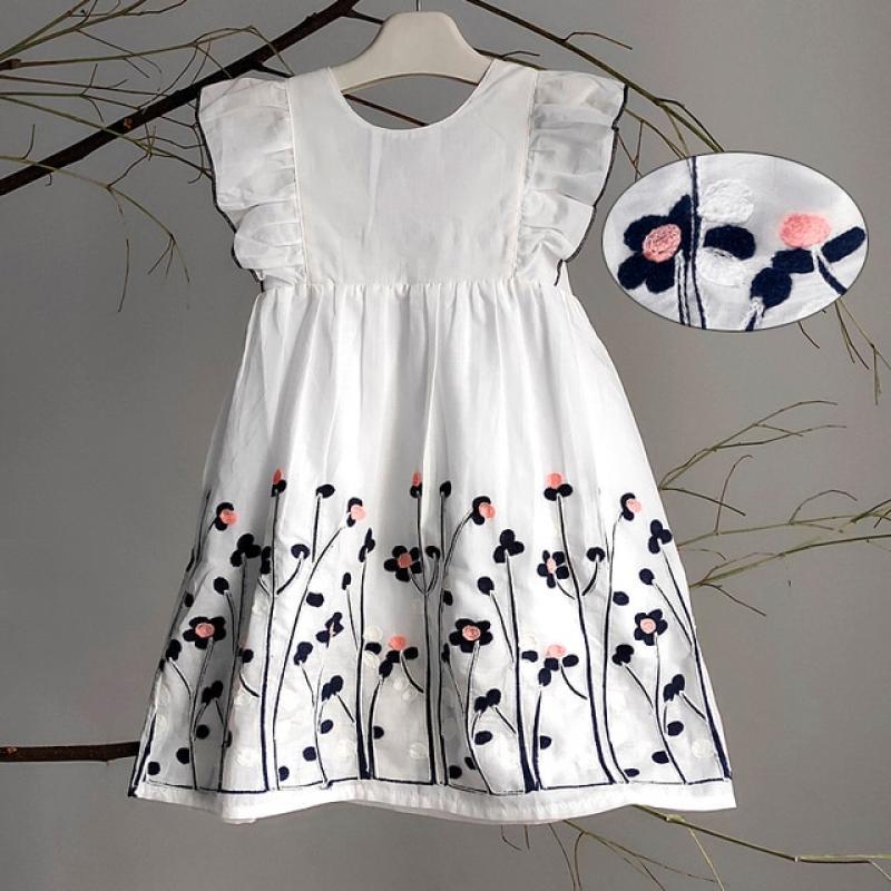 Baby Girl Birthday Summer Cotton Dresses Children White Cute Princess Party Backless Clothes Toddler Kids Casual Dress 2-6 Years
