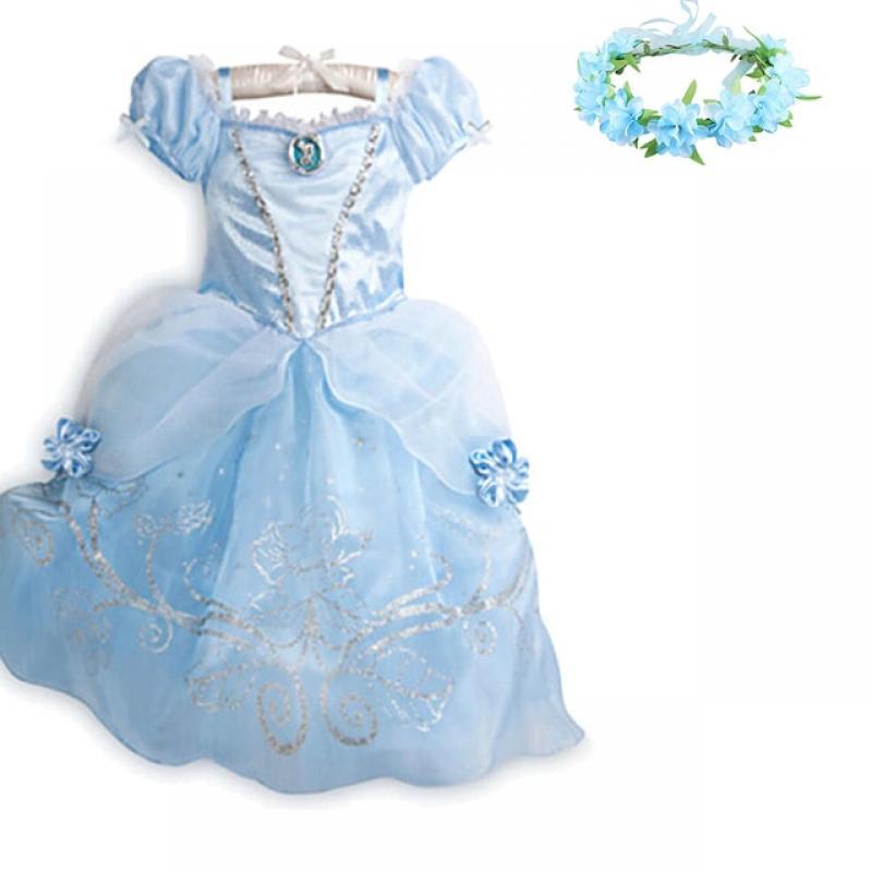 Cinderella Dress Girls Cosplay Cinderella Costume and Princess Accessories Kids Birthday Party Christmas Evening Dress