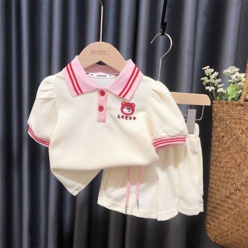 IENENS Girl's Summer Clothing Set Solid Polo-shirts + Shorts Outfits Children Casual Sports Clothes Baby Short Sleeves Costume