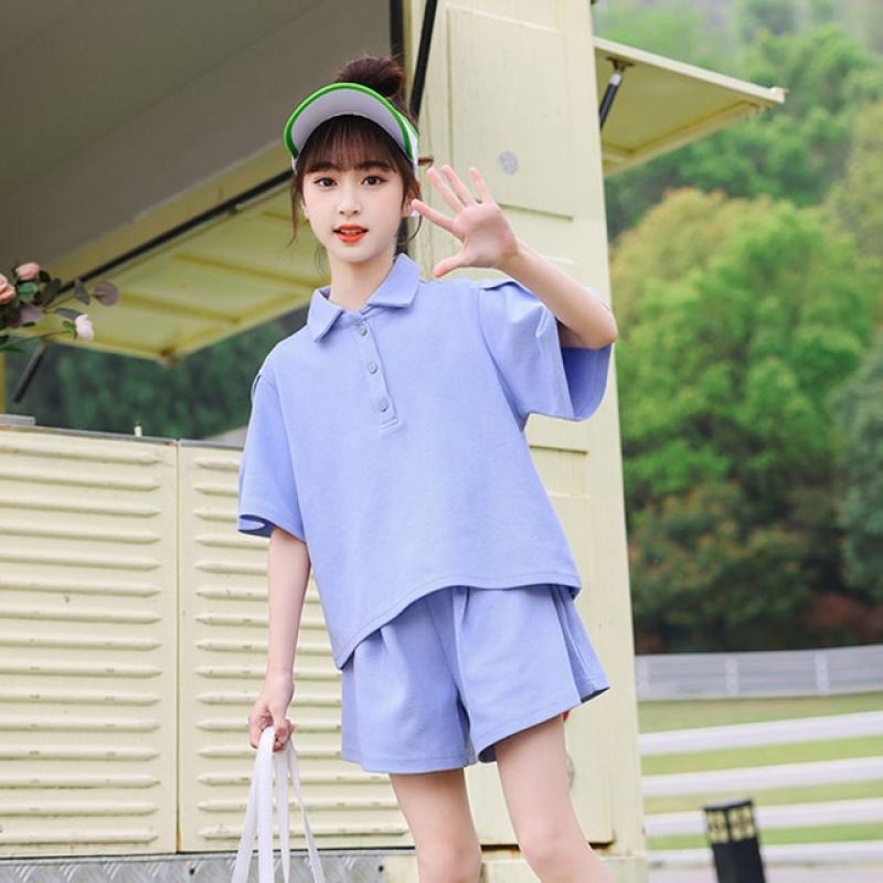 Summer Clothes Girls Tshirt + Short Clothes For Girls Solid Color Girls Clothes Casual Style Children Tracksuit