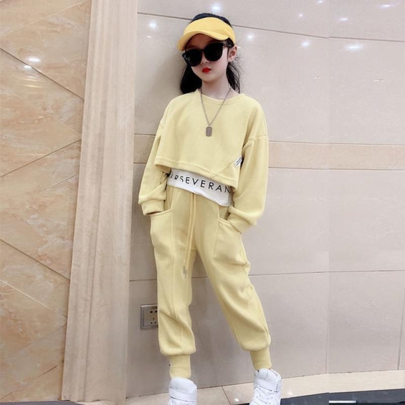 Girls Suits Spring Autumn Children Long Sleeve T-shirt + Pants Sports Hoodie 2pc Streetwear Casual Baby Girl Clothes Outfits