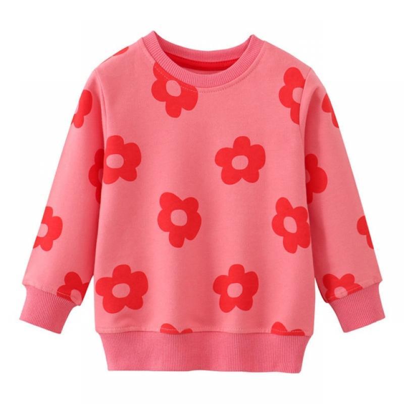 Jumping Meters New Arrival Girls Purple Sweatshirts Autumn Spring Kids Clothing Floral Long Sleeve Baby Shirts Tops Costume
