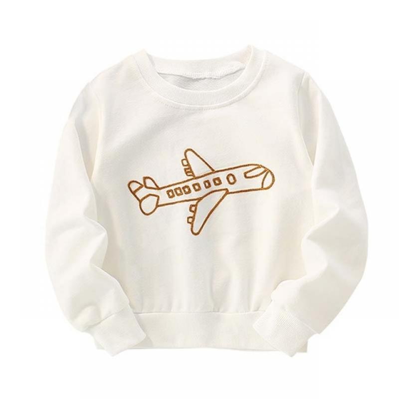 Little maven 2023 Baby Girls White Sweatshirt Cotton Soft and Comfort New Fashion Tops with Knitted Plane for Kids