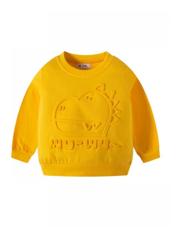 LJMOFA Baby Boys Girls Clothes Winter Autumn Hoodies Sweatshirts Cute Dinosaur Cartoon Stereo Print Long Sleeve O-neck Tops D167